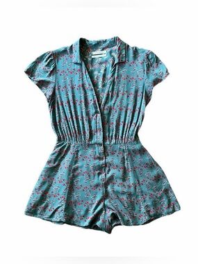 Urban Outfitters Teal Floral Romper - Medium